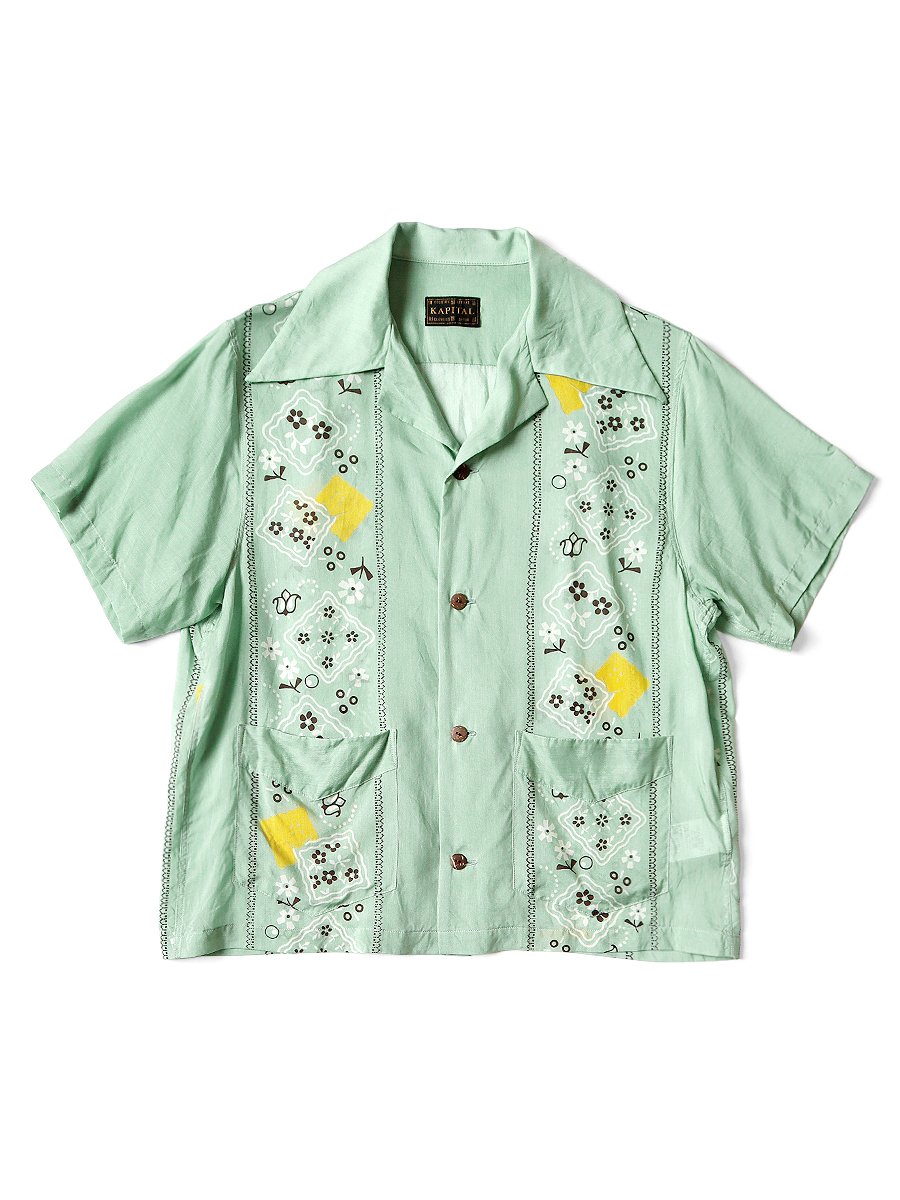 シルクレーヨン PECKISH RAINBOWY柄 ラングルカラーキューバシャツ