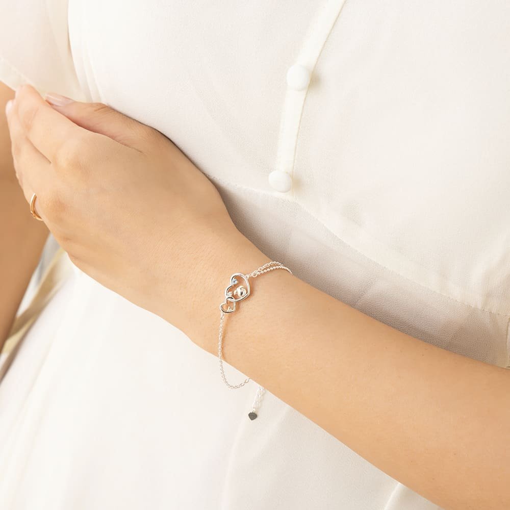 ダブルハート シルバーブレスレット｜天使の卵 輝く天使の羽