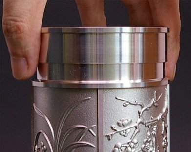純錫97％の錫製茶缶 梅蘭竹菊