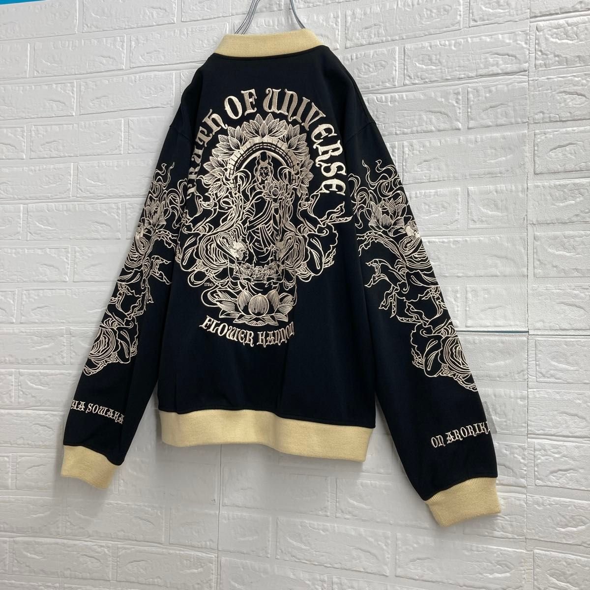 圧巻の刺繍 】爆裂爛漫娘 別珍 スカジャン ブルゾン 大日如来 和柄 M