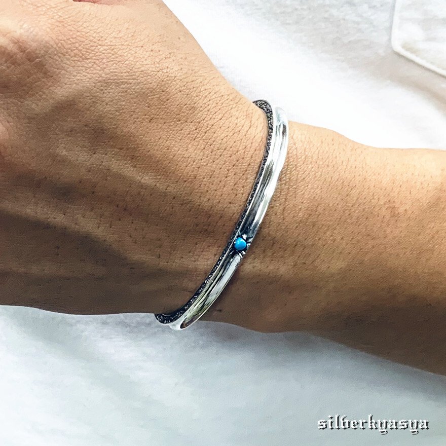 シルバー925素材 唐草 バングル ターコイズバングル 925 銀 シルバー