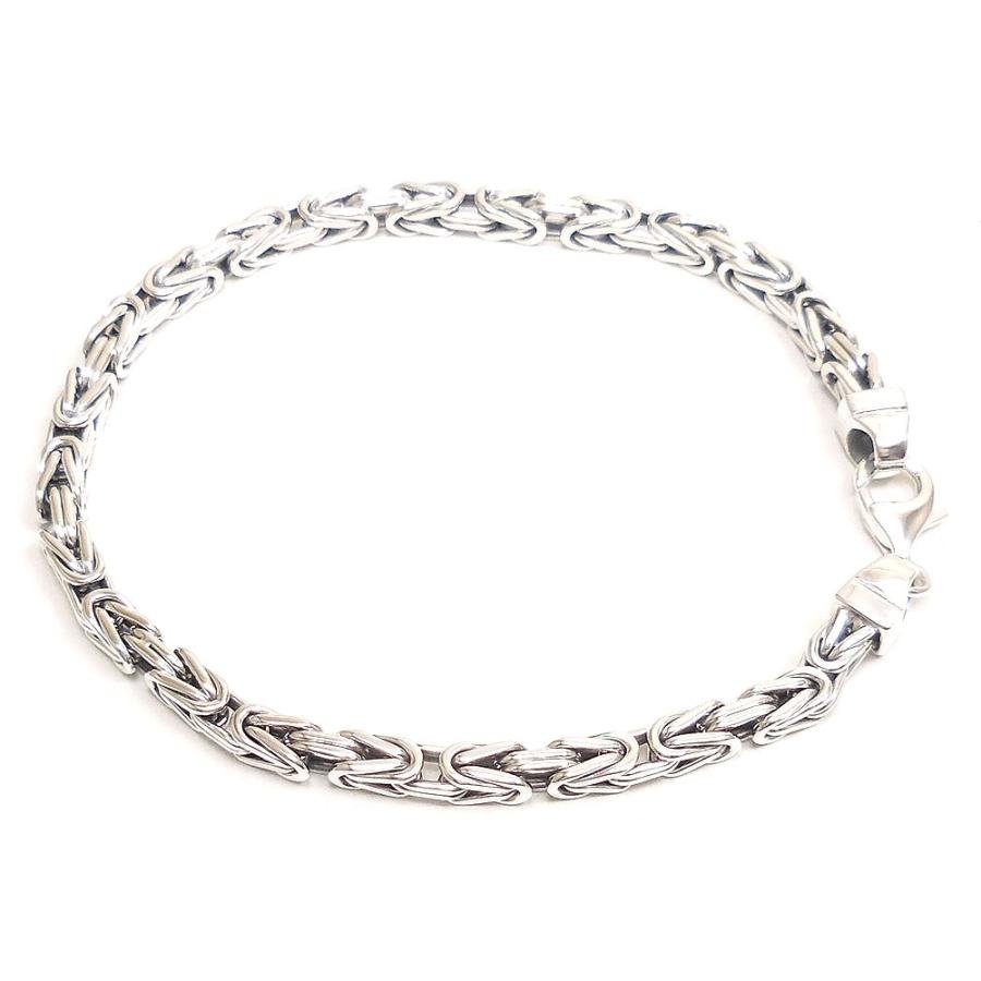 ブレスレット シルバー925 ビザンチンチェーンデザイン 4mm 21.5cm